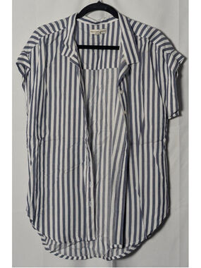 Alexander Jordan Striped Button Front Blouse Blue White Size Large